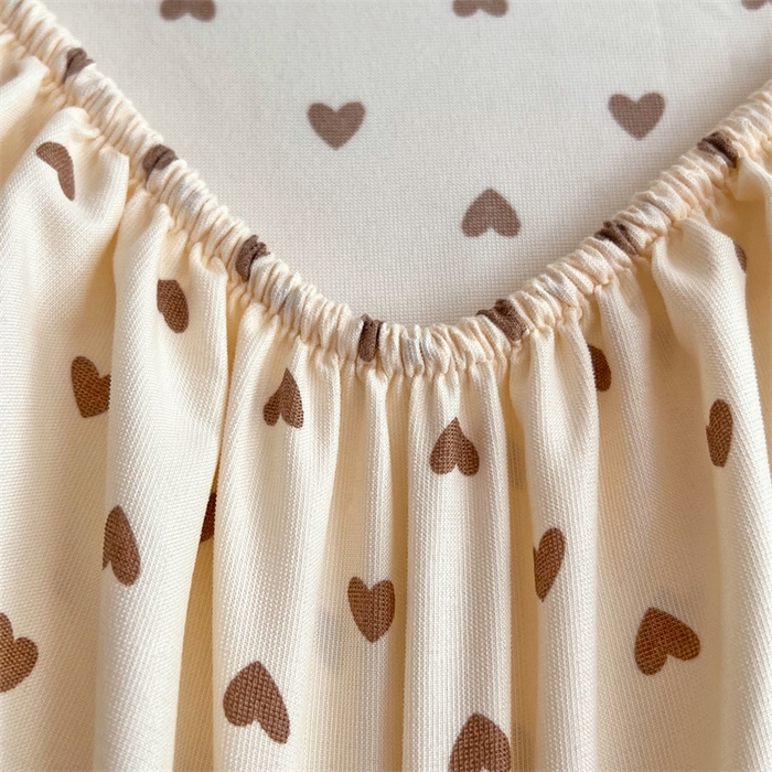 91家纺网 家纺一手货源 找家纺 圣比熊 2025新款针织棉双层纱床笠罩全包席梦思床垫保护罩 浪漫爱心