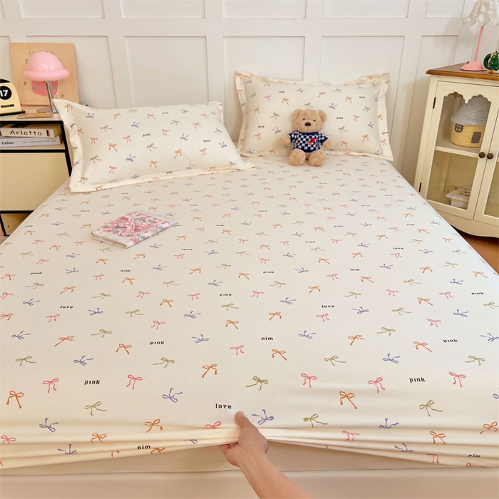 91家纺网 家纺一手货源 找家纺 梦舒羽 2025新款针织棉双层纱双层纱床笠罩全包席梦思床垫保护罩 彩色心情