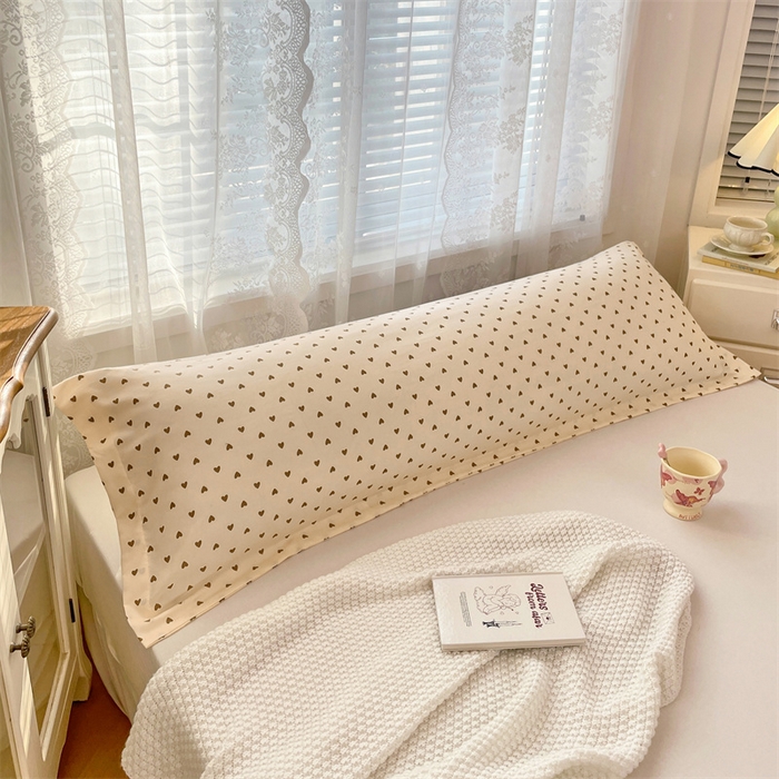 91家纺网 家纺一手货源 找家纺 圣比熊 2025新款针织棉双层纱枕头套亲肤双人枕套枕芯套枕头内胆套 浪漫爱心