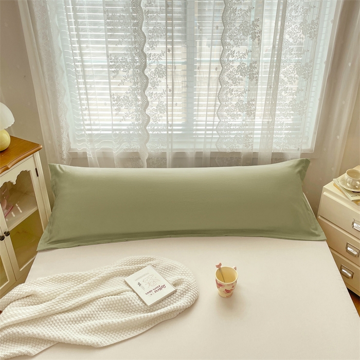 91家纺网 家纺一手货源 找家纺 梦舒羽 2025新款针织棉双层纱枕头套亲肤双人枕套枕芯套枕头内胆套 豆绿