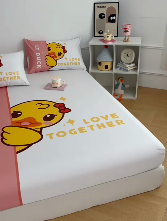 91家纺网 家纺一手货源 找家纺 梦舒羽 2025新款正版授权全棉枕套卡通枕芯套枕头内胆套儿童抱枕套 羞涩鸭