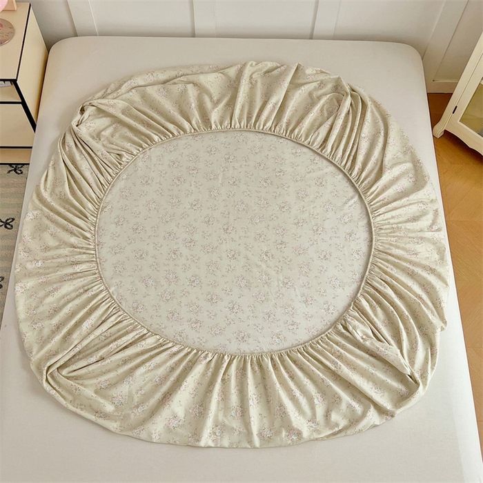 91家纺网 家纺一手货源 找家纺 梦舒羽 2025新款针织棉双层纱双层纱床笠罩全包席梦思床垫保护罩 花开半夏