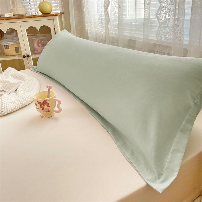 91家纺网 家纺一手货源 找家纺 梦舒羽 2025新款针织棉双层纱枕头套亲肤双人枕套枕芯套枕头内胆套 浅清绿