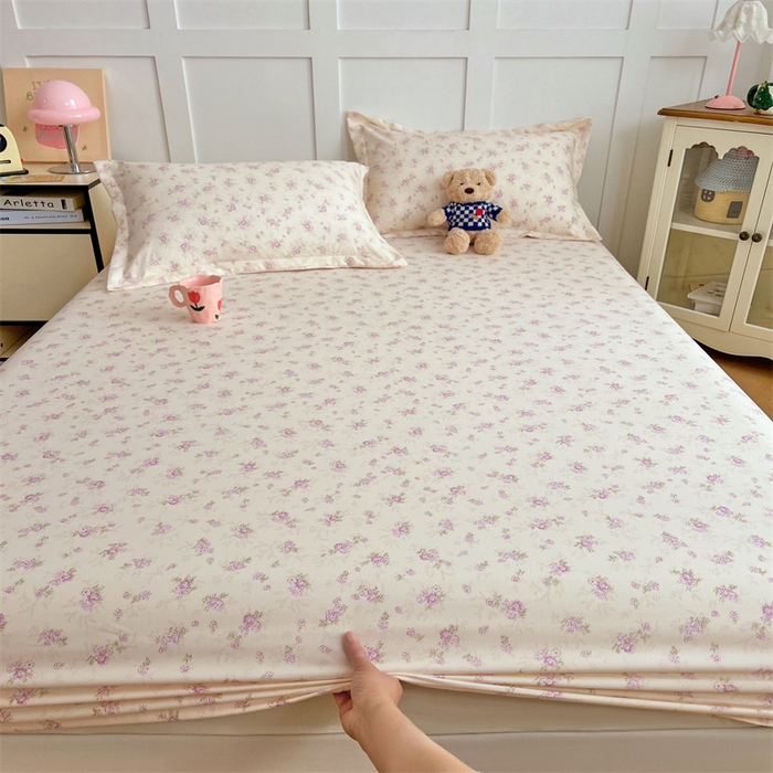 91家纺网 家纺一手货源 找家纺 梦舒羽 2025新款针织棉双层纱双层纱床笠罩全包席梦思床垫保护罩 花朝如约