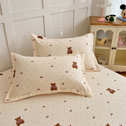 91家纺网 家纺一手货源 找家纺 圣比熊 2025新款针织棉双层纱枕头套双人枕套枕芯套宿舍单人枕头内胆套 童话小熊