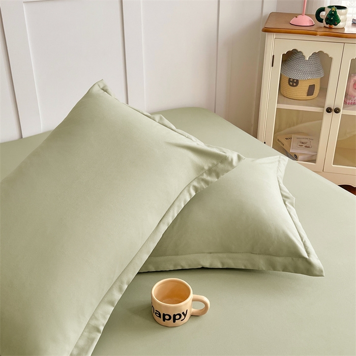 91家纺网 家纺一手货源 找家纺 梦舒羽 2025新款针织棉双层纱枕头套双人枕套枕芯套宿舍单人枕头内胆套 豆绿