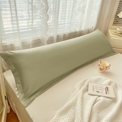 梦舒羽 2025新款针织棉双层纱枕头套亲肤双人枕套枕芯套枕头内胆套 豆绿
