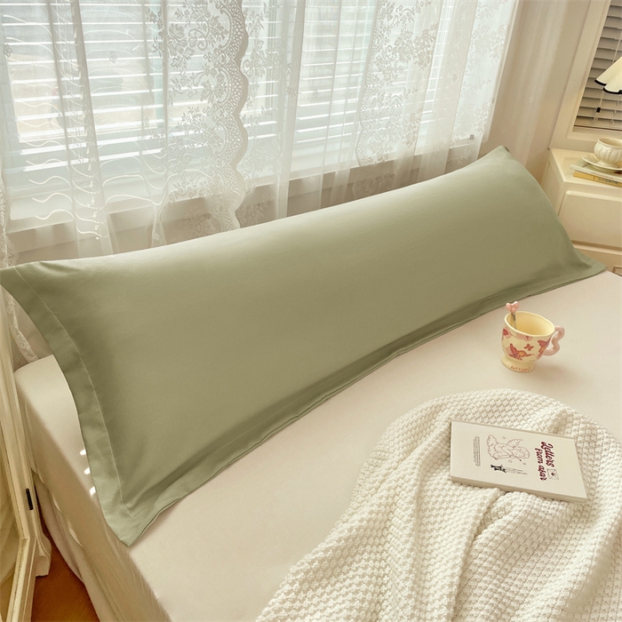 91家纺网 家纺一手货源 找家纺 梦舒羽 2025新款针织棉双层纱枕头套亲肤双人枕套枕芯套枕头内胆套 豆绿