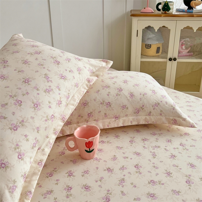 91家纺网 家纺一手货源 找家纺 圣比熊 2025新款针织棉双层纱枕头套双人枕套枕芯套宿舍单人枕头内胆套 花朝如约