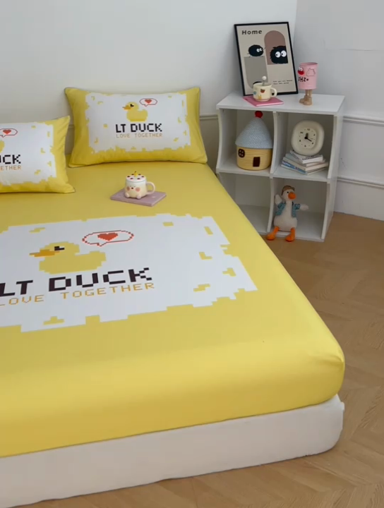 91家纺网 家纺一手货源 找家纺 梦舒羽 2025新款正版授权全棉枕套卡通枕芯套枕头内胆套儿童抱枕套 电玩鸭