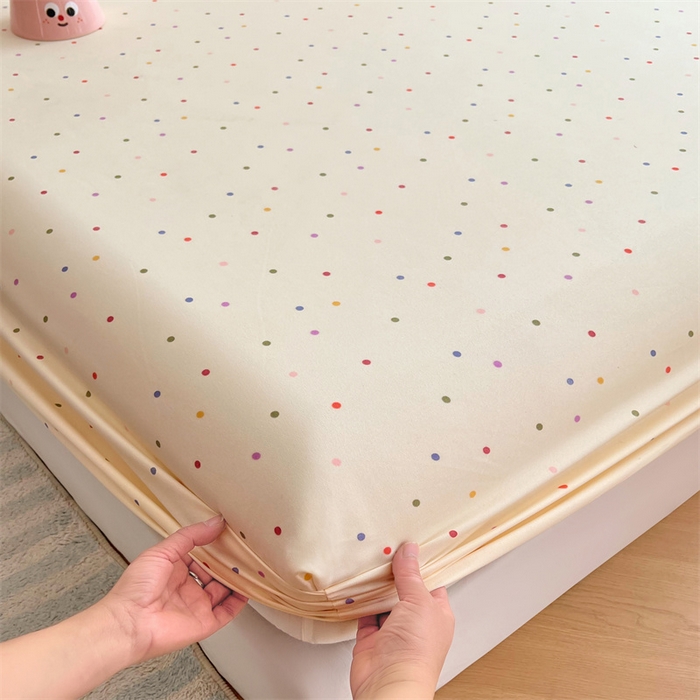 91家纺网 家纺一手货源 找家纺 圣比熊 2025新款针织棉双层纱床笠罩全包席梦思床垫保护罩 缤纷乐园