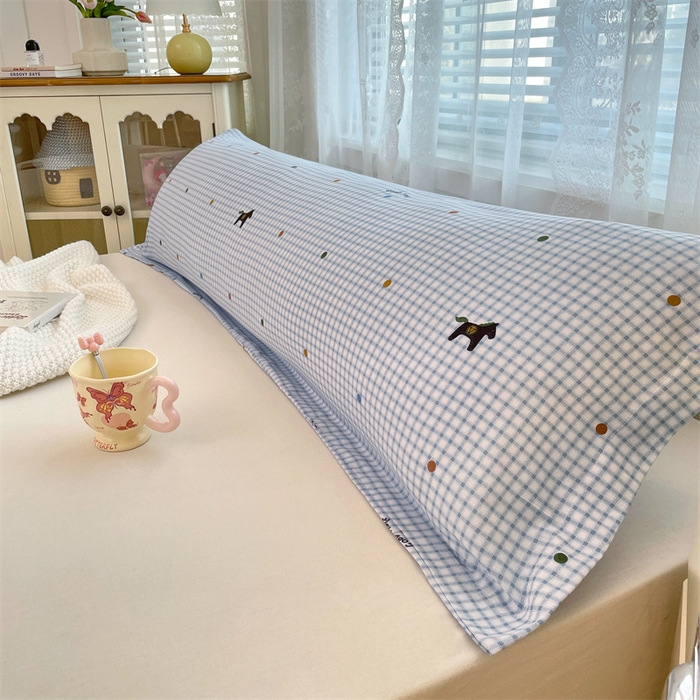 91家纺网 家纺一手货源 找家纺 梦舒羽 2025新款针织棉双层纱枕头套亲肤双人枕套枕芯套枕头内胆套 奇幻木马