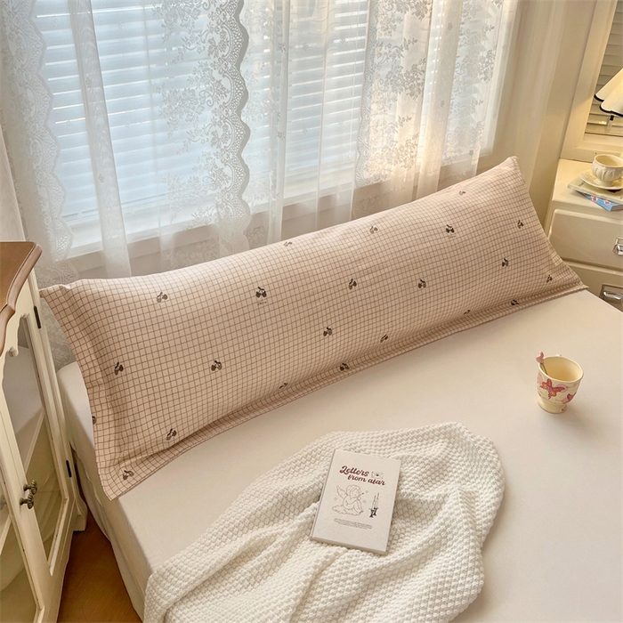 91家纺网 家纺一手货源 找家纺 梦舒羽 2025新款针织棉双层纱枕头套亲肤双人枕套枕芯套枕头内胆套 樱桃小熊