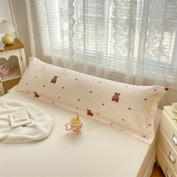 91家纺网 家纺一手货源 找家纺 梦舒羽 2025新款针织棉双层纱枕头套亲肤双人枕套枕芯套枕头内胆套 童话小熊
