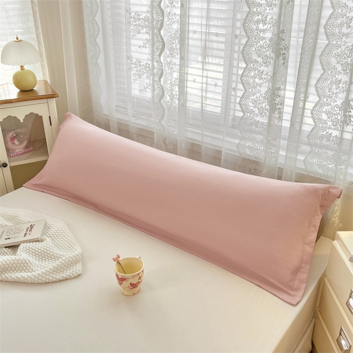 91家纺网 家纺一手货源 找家纺 梦舒羽 2025新款针织棉双层纱枕头套亲肤双人枕套枕芯套枕头内胆套 浅粉