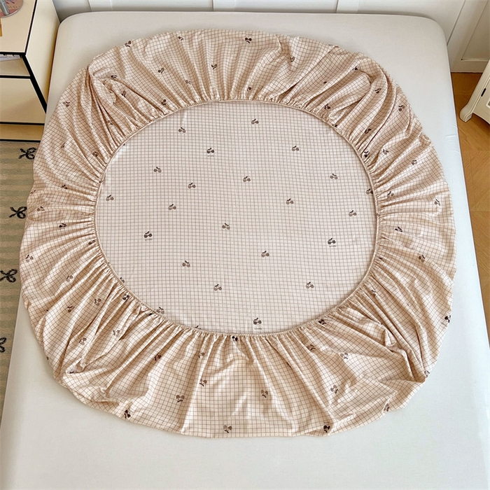 91家纺网 家纺一手货源 找家纺 梦舒羽 2025新款针织棉双层纱双层纱床笠罩全包席梦思床垫保护罩 樱桃小熊