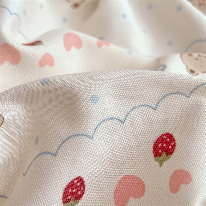 91家纺网 家纺一手货源 找家纺 梦舒羽 2025新款针织棉双层纱枕头套双人枕套枕芯套宿舍单人枕头内胆套 草莓熊宝