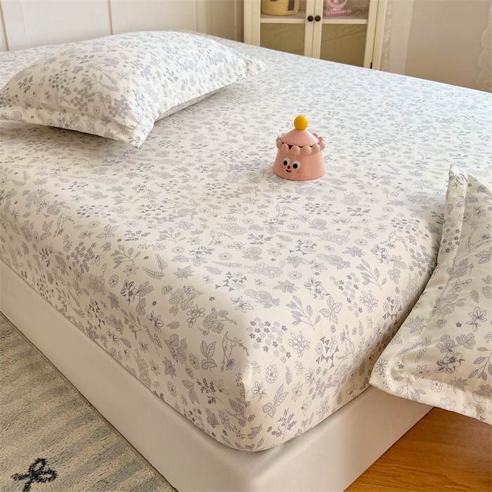 91家纺网 家纺一手货源 找家纺 梦舒羽 2025新款针织棉双层纱双层纱床笠罩全包席梦思床垫保护罩 镜花水月