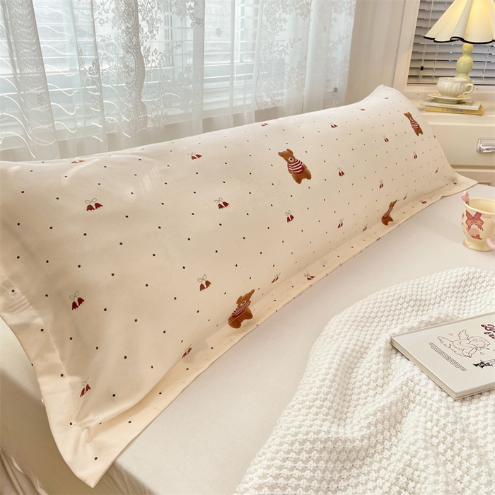 91家纺网 家纺一手货源 找家纺 梦舒羽 2025新款针织棉双层纱枕头套亲肤双人枕套枕芯套枕头内胆套 童话小熊