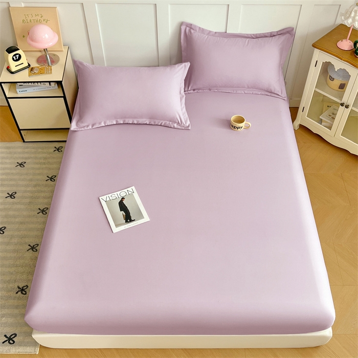 91家纺网 家纺一手货源 找家纺 梦舒羽 2025新款针织棉双层纱双层纱床笠罩全包席梦思床垫保护罩 香芋紫