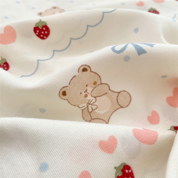 91家纺网 家纺一手货源 找家纺 圣比熊 2025新款针织棉双层纱枕头套亲肤双人枕套枕芯套枕头内胆套 草莓熊宝