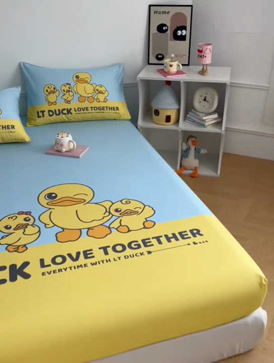 91家纺网 家纺一手货源 找家纺 梦舒羽 2025新款正版授权全棉枕套卡通枕芯套枕头内胆套儿童抱枕套 调皮鸭