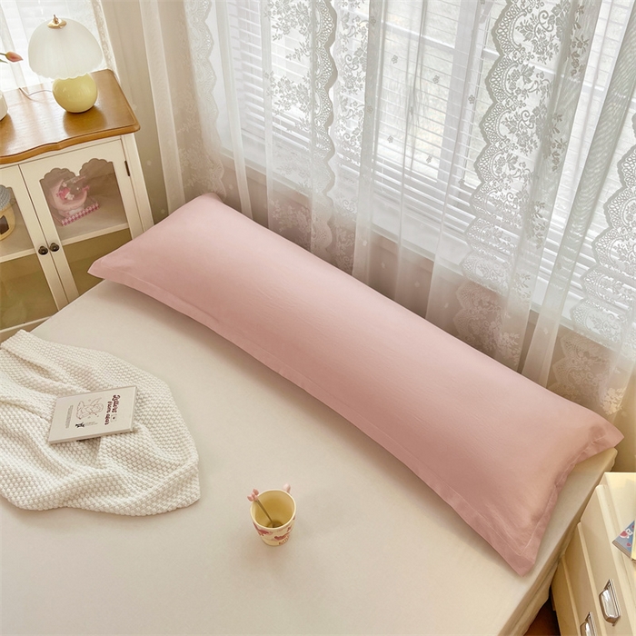 91家纺网 家纺一手货源 找家纺 梦舒羽 2025新款针织棉双层纱枕头套亲肤双人枕套枕芯套枕头内胆套 浅粉