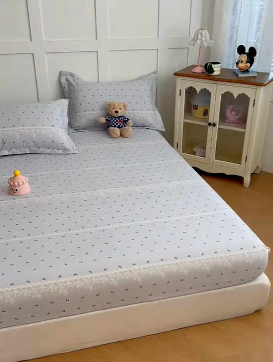 91家纺网 家纺一手货源 找家纺 梦舒羽 2025新款针织棉双层纱枕头套亲肤双人枕套枕芯套枕头内胆套 蝴蝶结