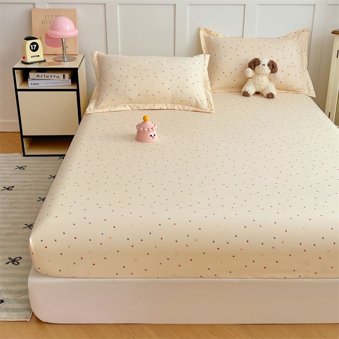 91家纺网 家纺一手货源 找家纺 圣比熊 2025新款针织棉双层纱床笠罩全包席梦思床垫保护罩 缤纷乐园