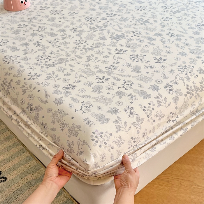 91家纺网 家纺一手货源 找家纺 梦舒羽 2025新款针织棉双层纱双层纱床笠罩全包席梦思床垫保护罩 镜花水月