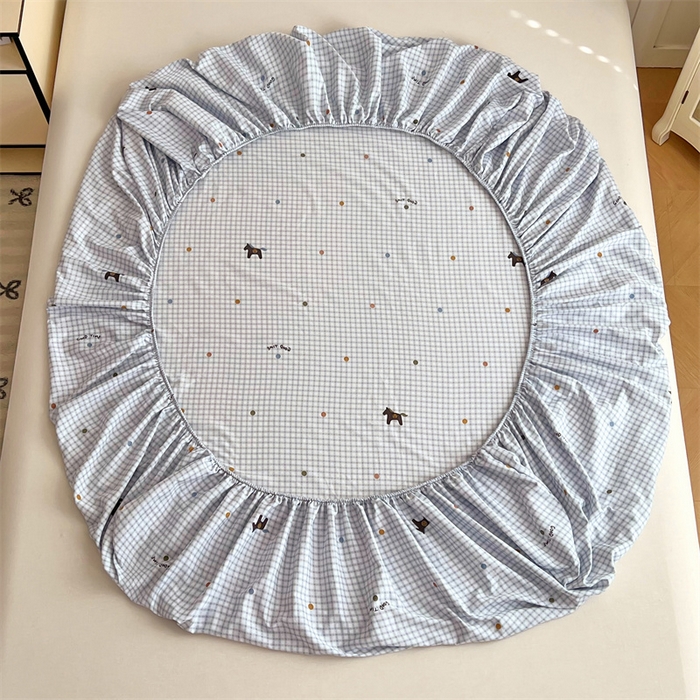 91家纺网 家纺一手货源 找家纺 梦舒羽 2025新款针织棉双层纱双层纱床笠罩全包席梦思床垫保护罩 奇幻木马