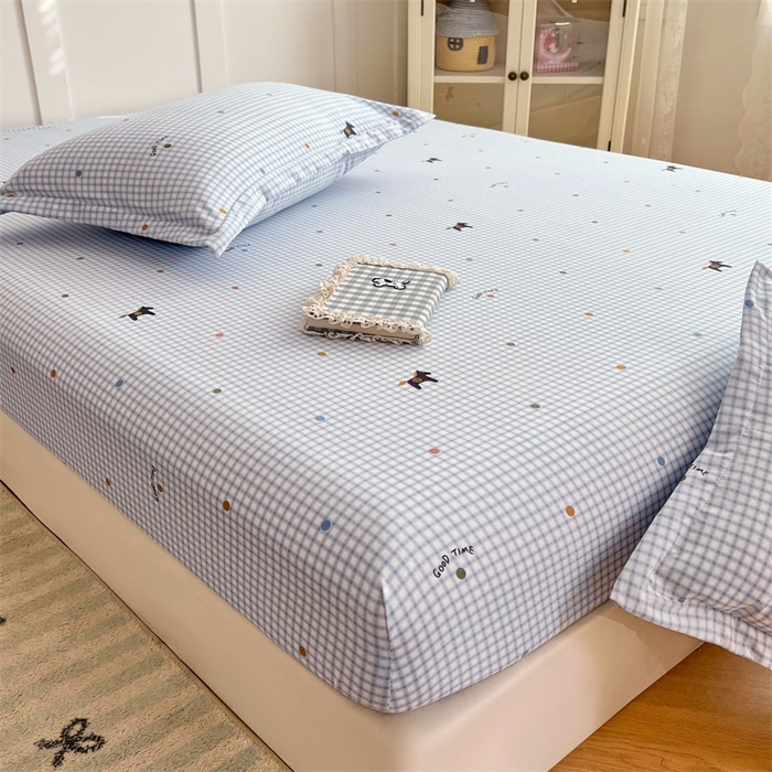 91家纺网 家纺一手货源 找家纺 梦舒羽 2025新款针织棉双层纱双层纱床笠罩全包席梦思床垫保护罩 奇幻木马