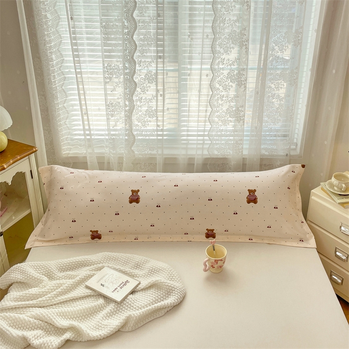 91家纺网 家纺一手货源 找家纺 梦舒羽 2025新款针织棉双层纱枕头套亲肤双人枕套枕芯套枕头内胆套 童话小熊