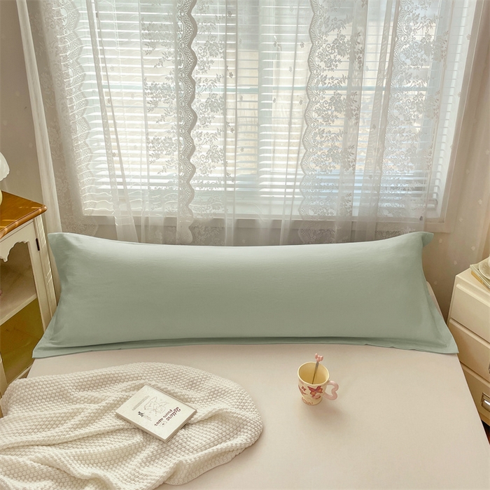 91家纺网 家纺一手货源 找家纺 梦舒羽 2025新款针织棉双层纱枕头套亲肤双人枕套枕芯套枕头内胆套 浅清绿