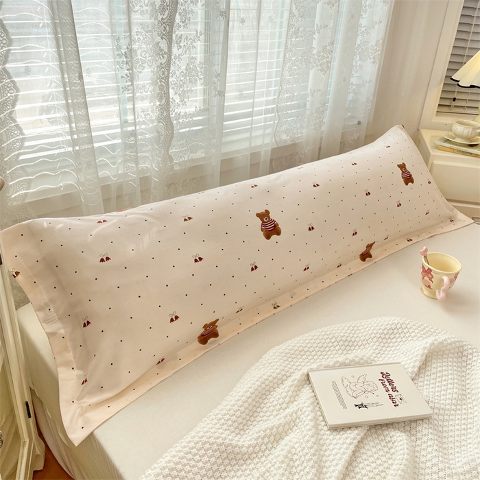 91家纺网 家纺一手货源 找家纺 梦舒羽 2025新款针织棉双层纱枕头套亲肤双人枕套枕芯套枕头内胆套 童话小熊