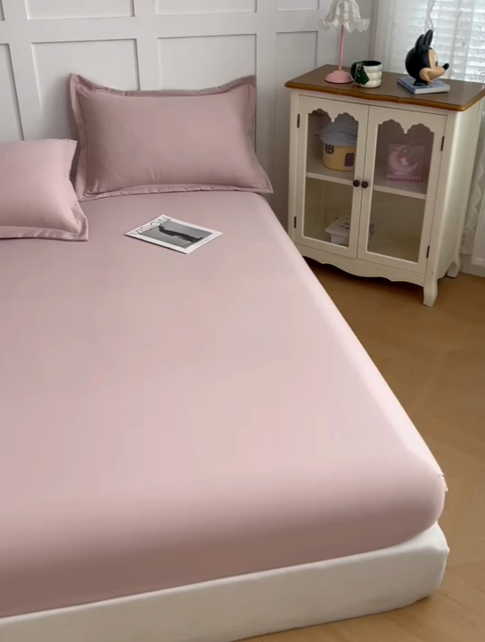 91家纺网 家纺一手货源 找家纺 梦舒羽 2025新款针织棉双层纱枕头套亲肤双人枕套枕芯套枕头内胆套 浅粉