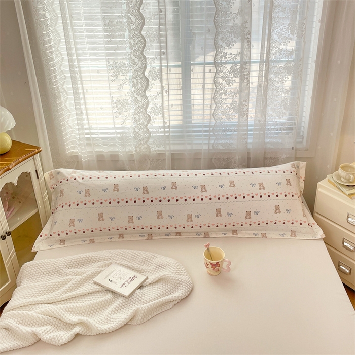 91家纺网 家纺一手货源 找家纺 圣比熊 2025新款针织棉双层纱枕头套亲肤双人枕套枕芯套枕头内胆套 草莓熊宝