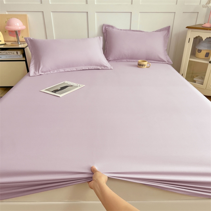 91家纺网 家纺一手货源 找家纺 梦舒羽 2025新款针织棉双层纱双层纱床笠罩全包席梦思床垫保护罩 香芋紫