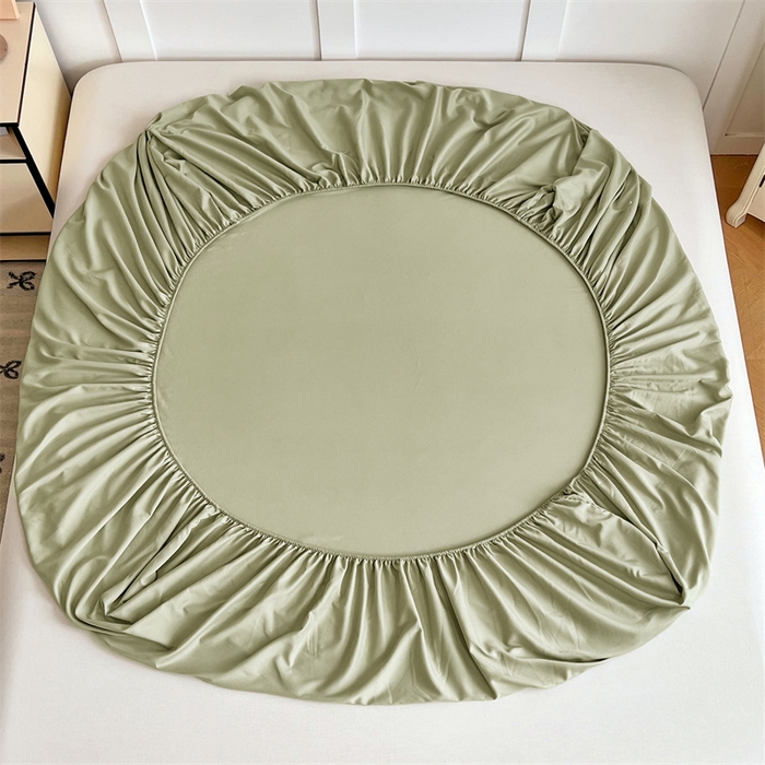 91家纺网 家纺一手货源 找家纺 圣比熊 2025新款针织棉双层纱床笠罩全包席梦思床垫保护罩 豆绿