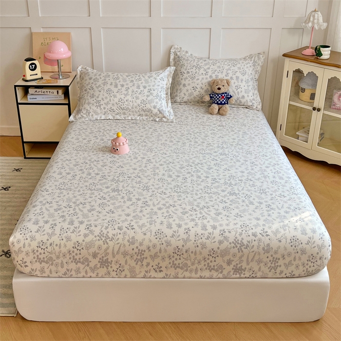 91家纺网 家纺一手货源 找家纺 梦舒羽 2025新款针织棉双层纱双层纱床笠罩全包席梦思床垫保护罩 镜花水月