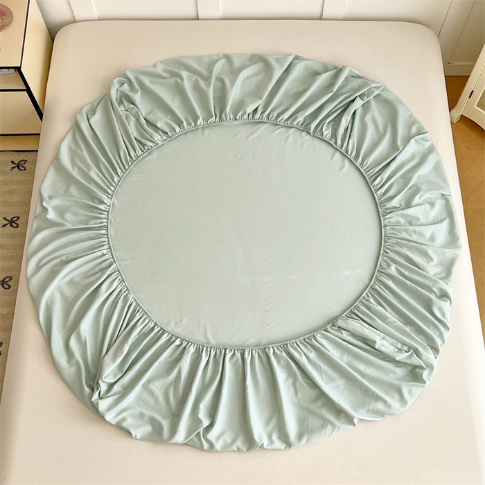 91家纺网 家纺一手货源 找家纺 梦舒羽 2025新款针织棉双层纱双层纱床笠罩全包席梦思床垫保护罩 浅清绿