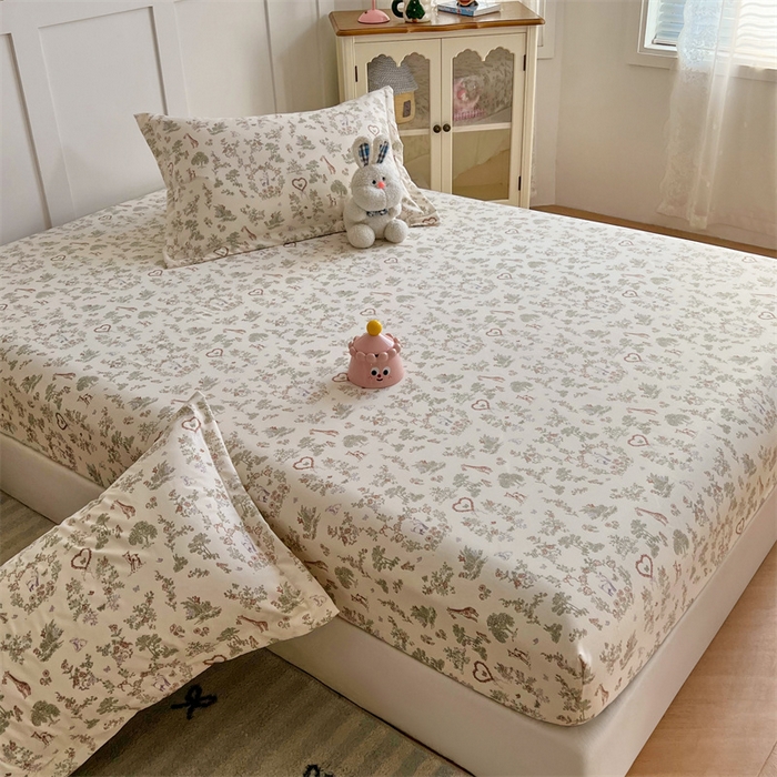 91家纺网 家纺一手货源 找家纺 梦舒羽 2025新款针织棉双层纱枕头套双人枕套枕芯套宿舍单人枕头内胆套 森林小鹿