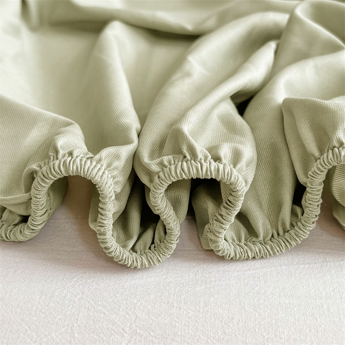 91家纺网 家纺一手货源 找家纺 圣比熊 2025新款针织棉双层纱床笠罩全包席梦思床垫保护罩 豆绿