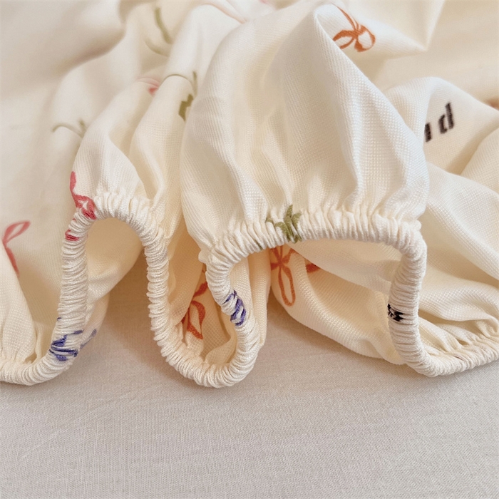 91家纺网 家纺一手货源 找家纺 梦舒羽 2025新款针织棉双层纱双层纱床笠罩全包席梦思床垫保护罩 彩色心情