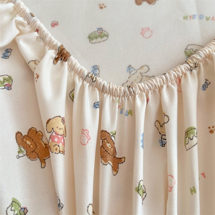 91家纺网 家纺一手货源 找家纺 圣比熊 2025新款针织棉双层纱床笠罩全包席梦思床垫保护罩 蛋糕萌犬