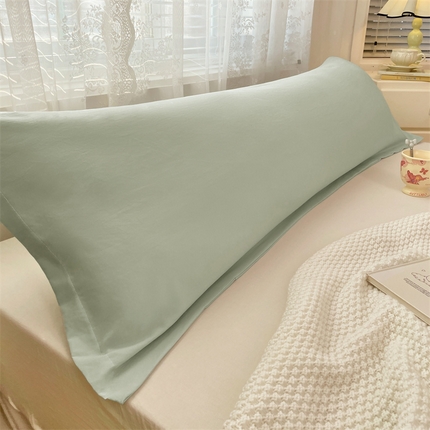91家纺网 家纺一手货源 找家纺 梦舒羽 2025新款针织棉双层纱枕头套亲肤双人枕套枕芯套枕头内胆套 浅清绿