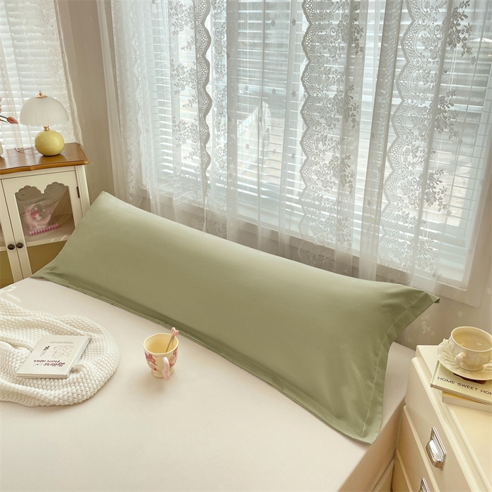 91家纺网 家纺一手货源 找家纺 梦舒羽 2025新款针织棉双层纱枕头套亲肤双人枕套枕芯套枕头内胆套 豆绿