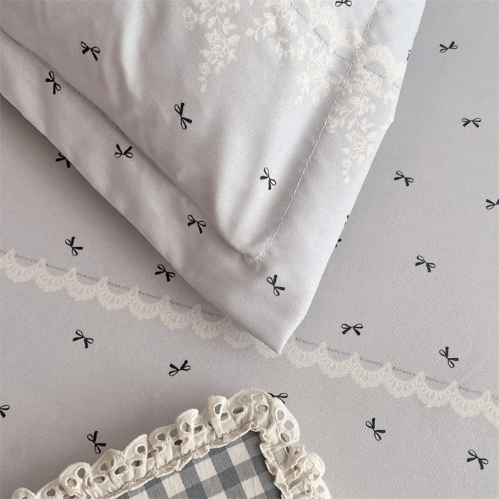 91家纺网 家纺一手货源 找家纺 梦舒羽 2025新款针织棉双层纱双层纱床笠罩全包席梦思床垫保护罩 蝴蝶结