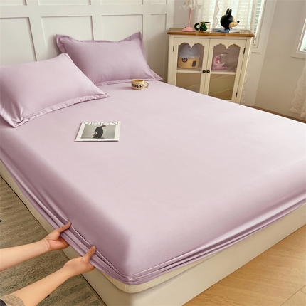 梦舒羽 2025新款针织棉双层纱双层纱床笠罩全包席梦思床垫保护罩 香芋紫