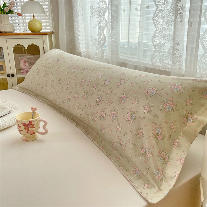 91家纺网 家纺一手货源 找家纺 梦舒羽 2025新款针织棉双层纱枕头套亲肤双人枕套枕芯套枕头内胆套 花开半夏